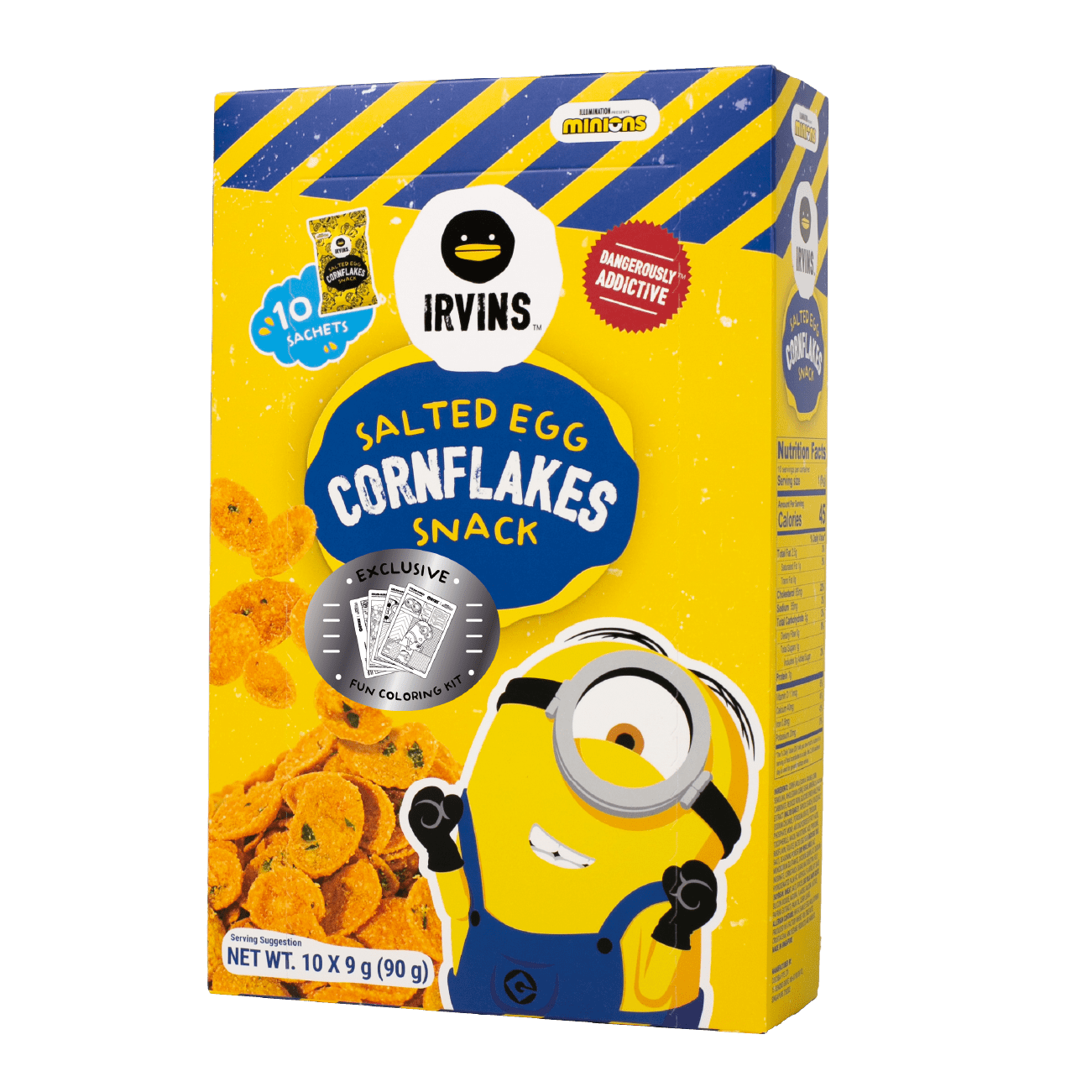 IRVINS x MINIONS Salted Egg Cornflakes Snack 90g (10 sachets x 9g) with Coloring Kit