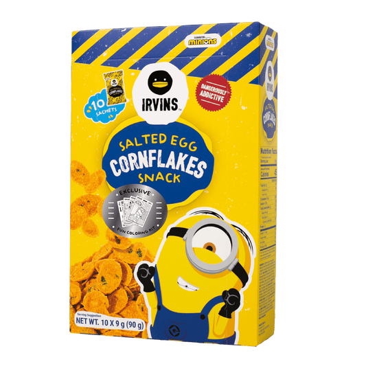 IRVINS x MINIONS Salted Egg Cornflakes Snack 90g (10 sachets x 9g) with Coloring Kit